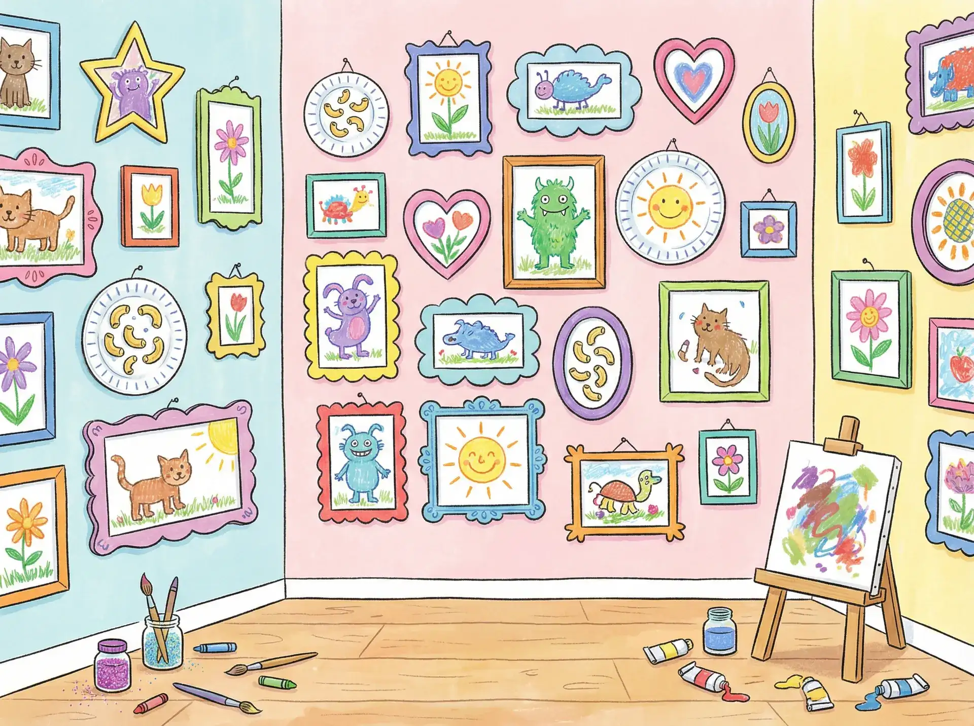 小朋友的彩色画作 - 黄金 厕纸 创意展示